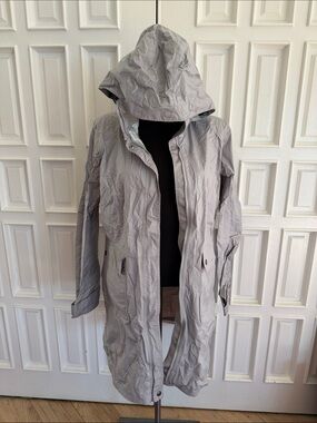 Patagonia Light Gray Hooded Rain Jacket
